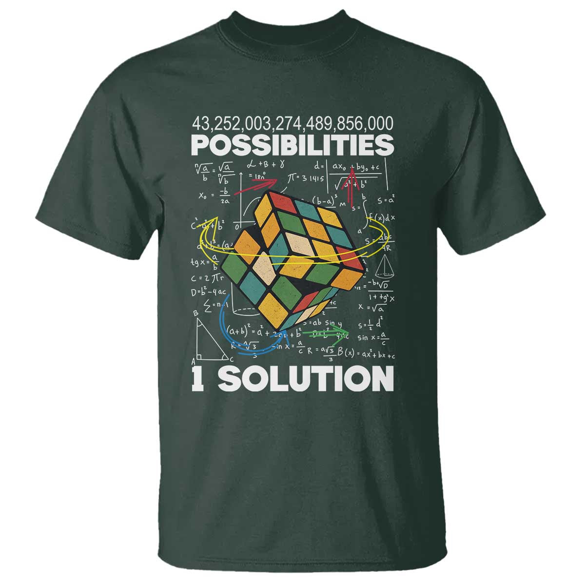 Funny Speed Cubing T Shirt One Solution Math Puzzle Cube - Wonder Print Shop