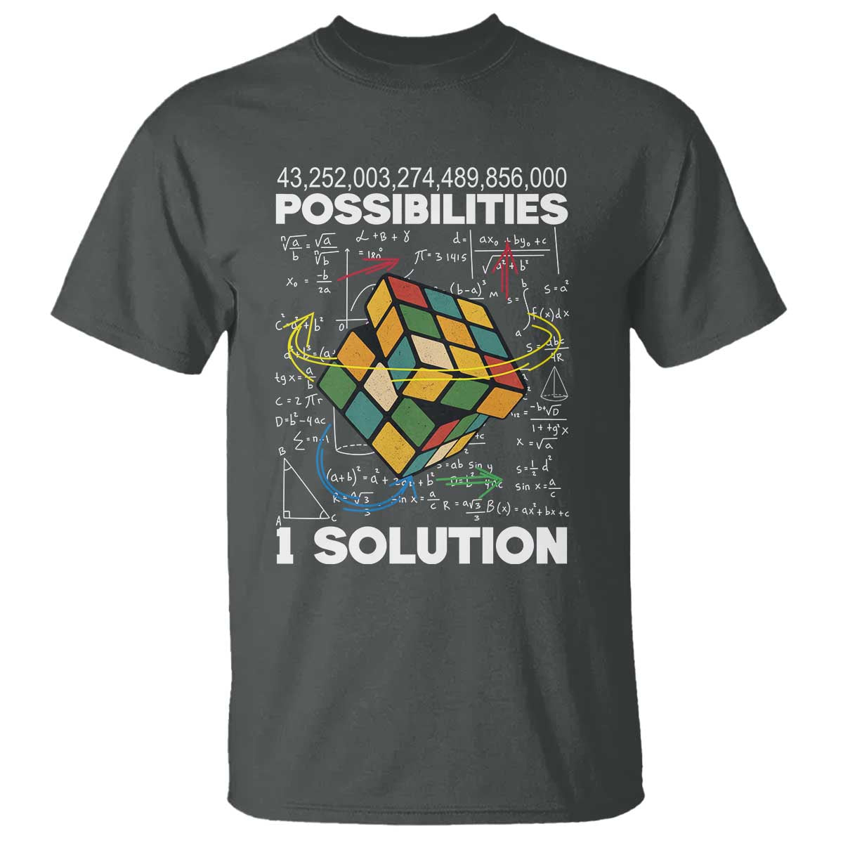 Funny Speed Cubing T Shirt One Solution Math Puzzle Cube - Wonder Print Shop