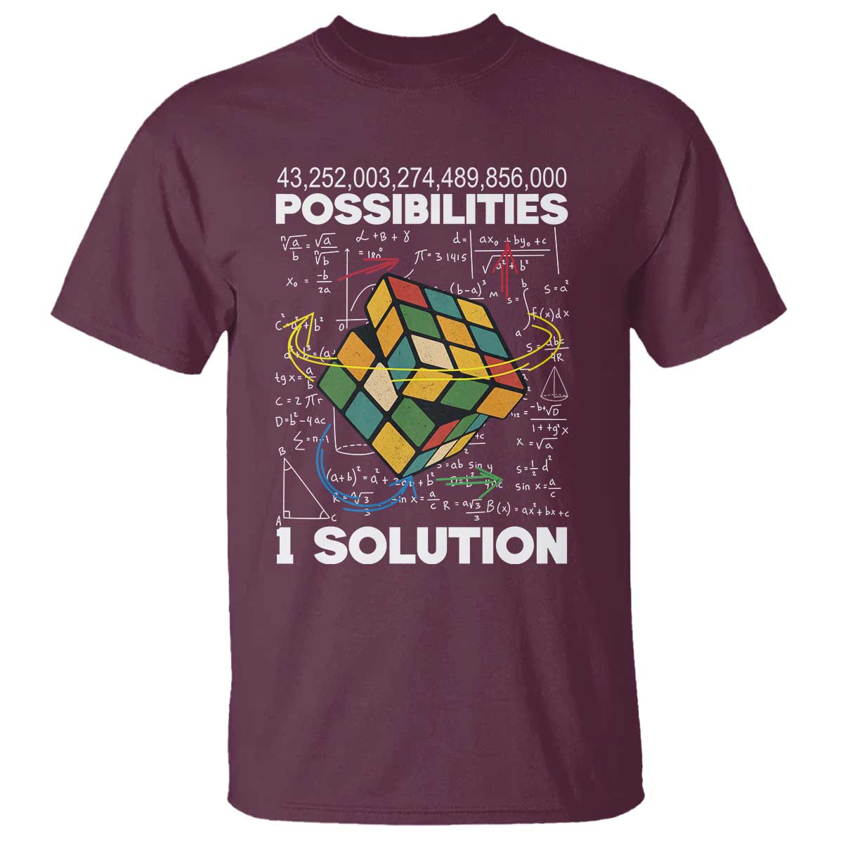 Funny Speed Cubing T Shirt One Solution Math Puzzle Cube - Wonder Print Shop