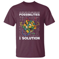 Funny Speed Cubing T Shirt One Solution Math Puzzle Cube - Wonder Print Shop