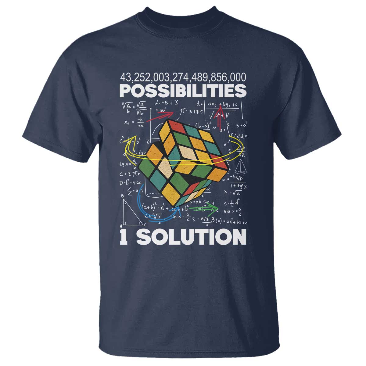 Funny Speed Cubing T Shirt One Solution Math Puzzle Cube - Wonder Print Shop