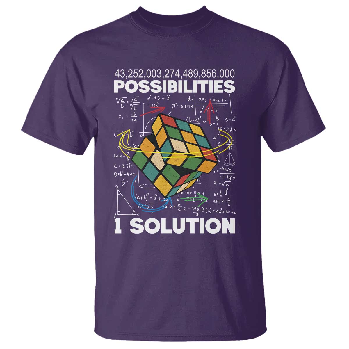 Funny Speed Cubing T Shirt One Solution Math Puzzle Cube - Wonder Print Shop