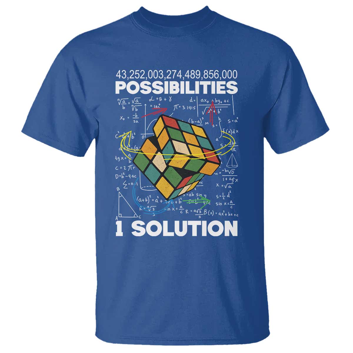 Funny Speed Cubing T Shirt One Solution Math Puzzle Cube - Wonder Print Shop