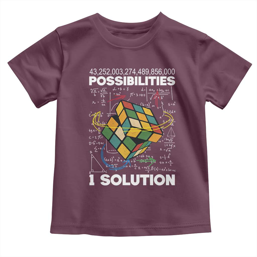 Funny Speed Cubing Toddler T Shirt One Solution Math Puzzle Cube - Wonder Print Shop