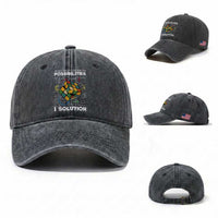 Funny Speed Cubing Washed Cotton Baseball Cap One Solution Math Puzzle Cube