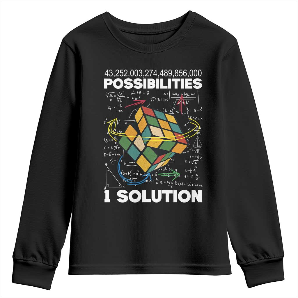 Funny Speed Cubing Youth Sweatshirt One Solution Math Puzzle Cube - Wonder Print Shop