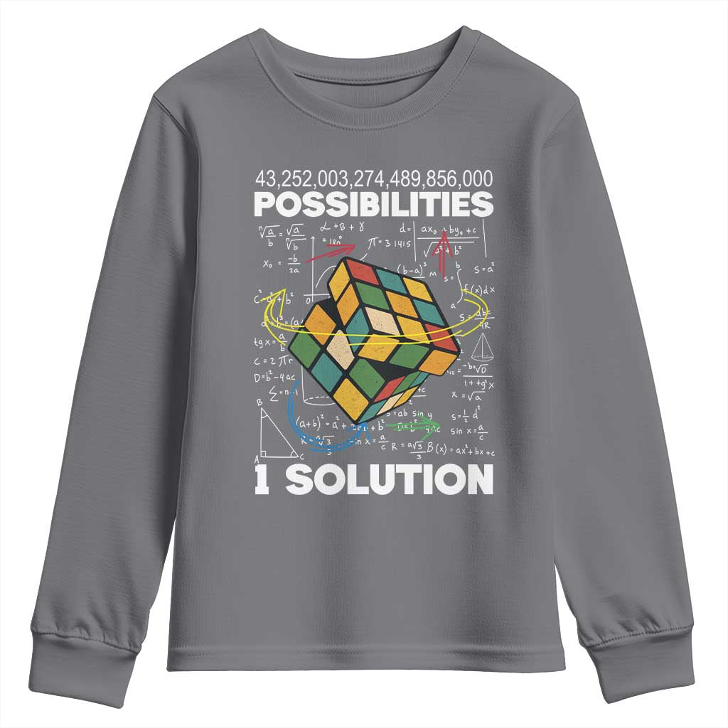 Funny Speed Cubing Youth Sweatshirt One Solution Math Puzzle Cube - Wonder Print Shop