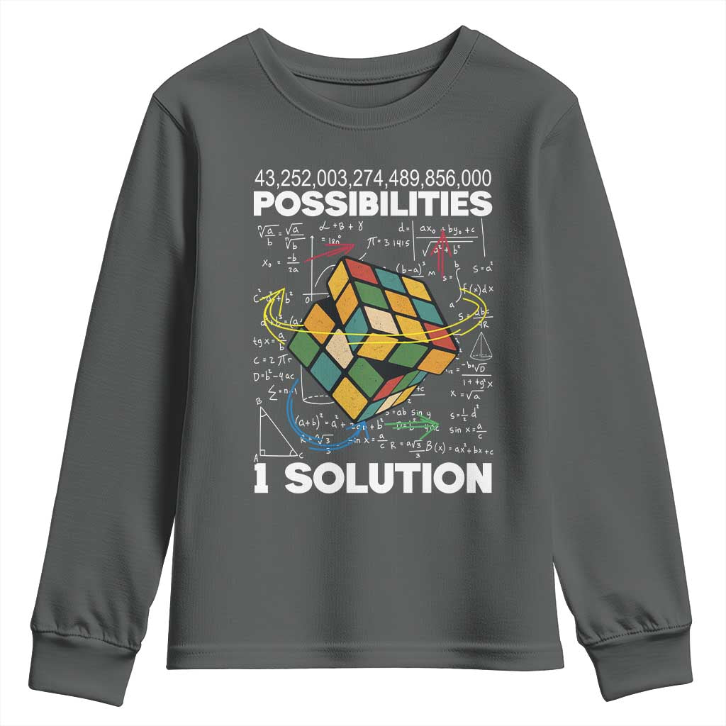 Funny Speed Cubing Youth Sweatshirt One Solution Math Puzzle Cube - Wonder Print Shop