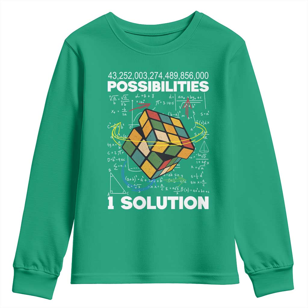 Funny Speed Cubing Youth Sweatshirt One Solution Math Puzzle Cube - Wonder Print Shop