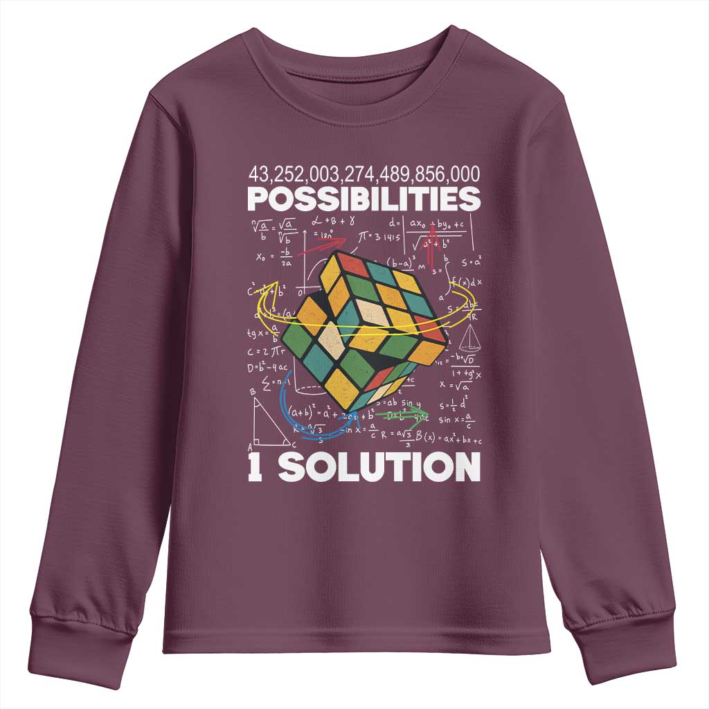 Funny Speed Cubing Youth Sweatshirt One Solution Math Puzzle Cube - Wonder Print Shop