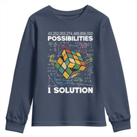 Funny Speed Cubing Youth Sweatshirt One Solution Math Puzzle Cube - Wonder Print Shop