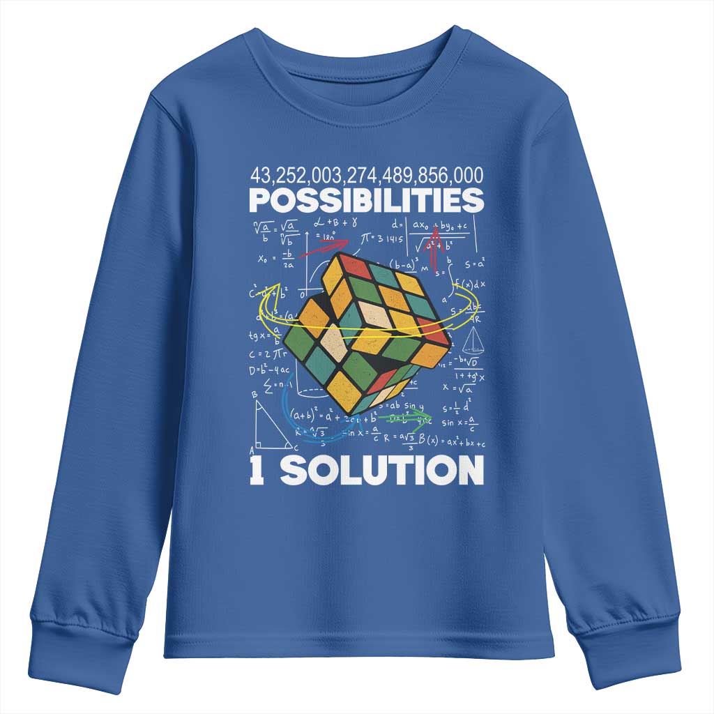 Funny Speed Cubing Youth Sweatshirt One Solution Math Puzzle Cube - Wonder Print Shop