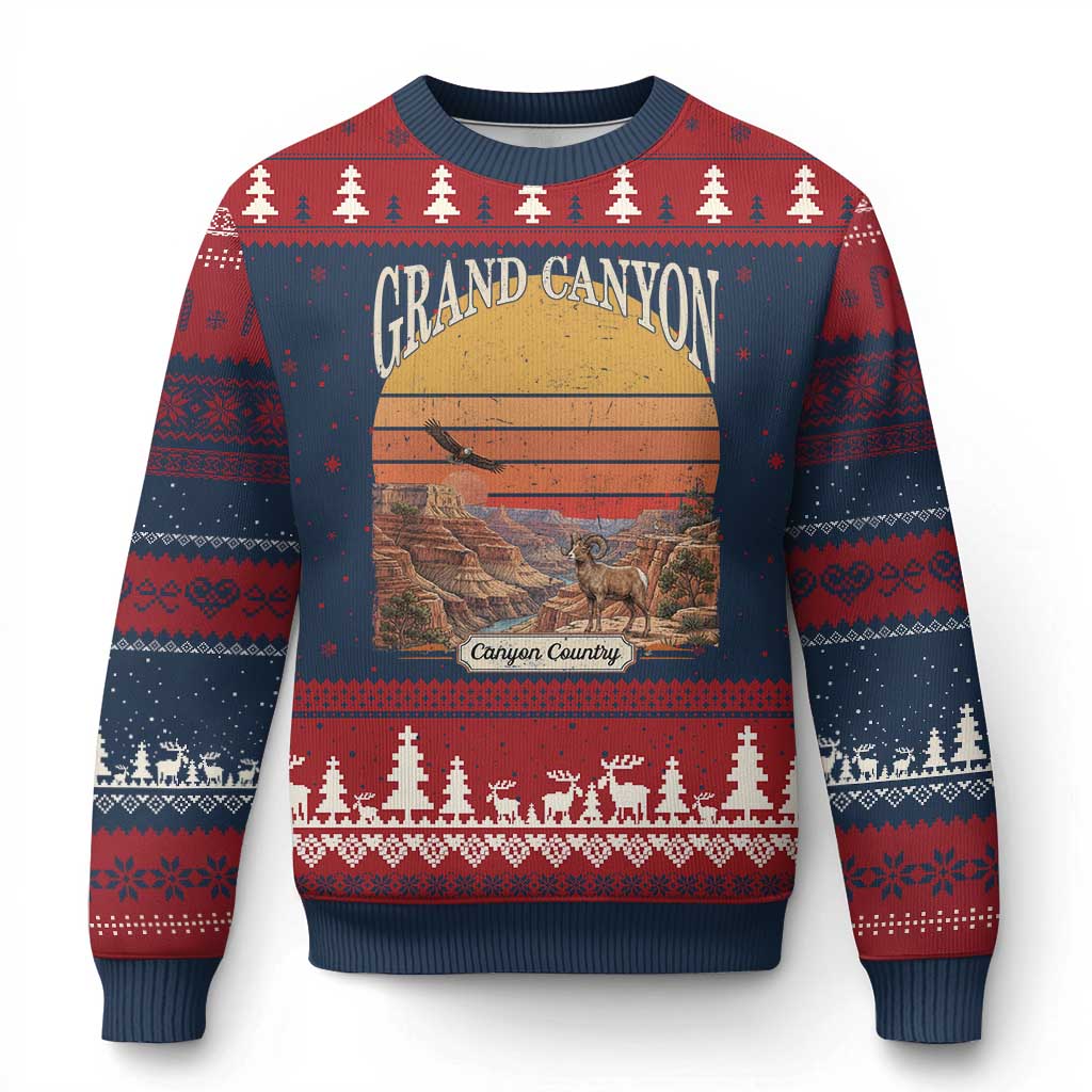 Grand Canyon Arizona 90s Desert Sunset Nostalgia Hiking Ugly Christmas Sweater