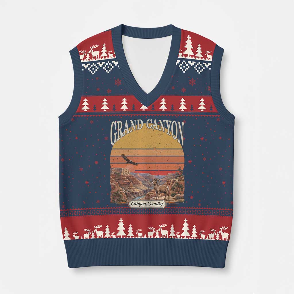 Grand Canyon Arizona 90s Desert Sunset Nostalgia Hiking V-Neck Knit Sweater Vest