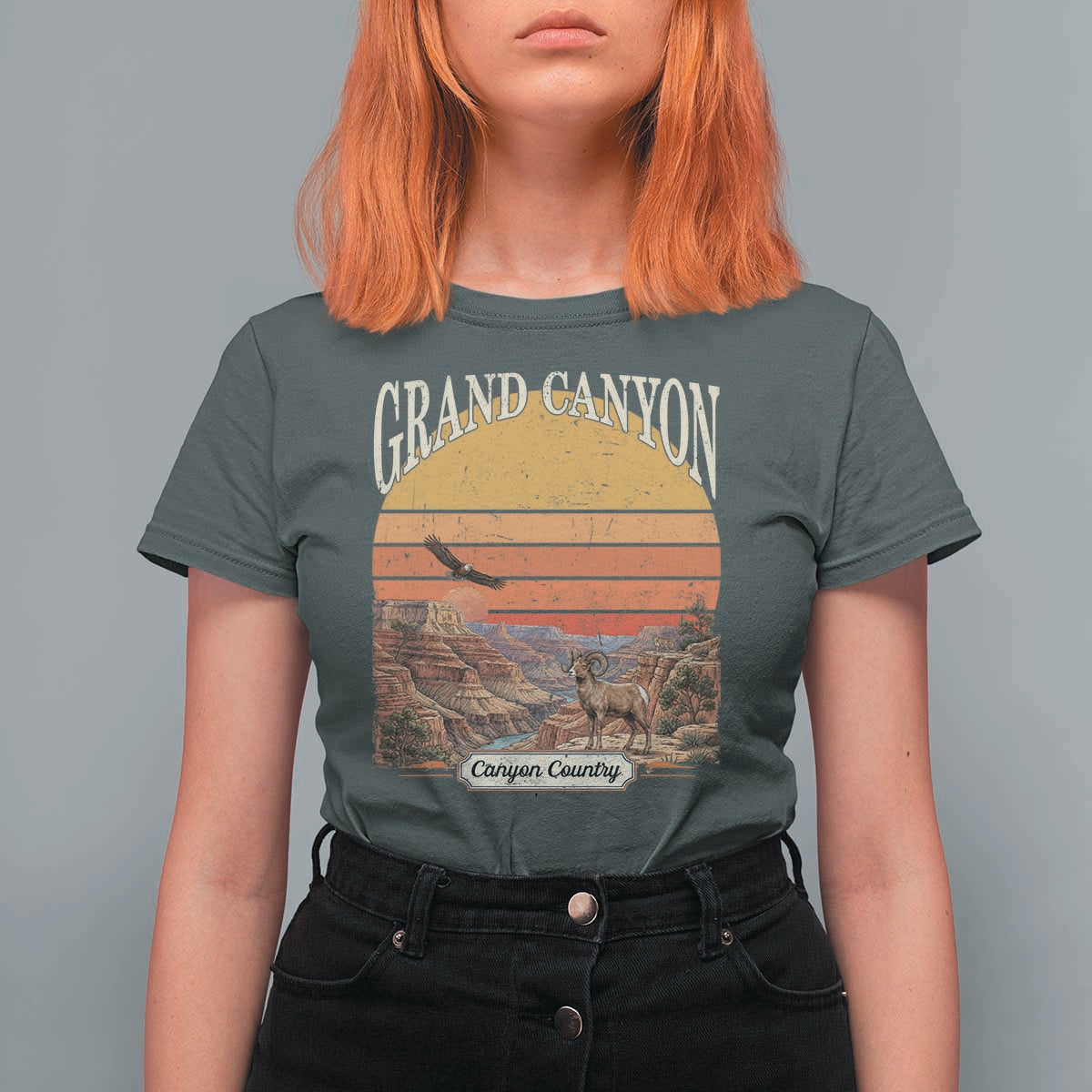 Grand Canyon Arizona 90s Desert Sunset Nostalgia Hiking T Shirt For Women