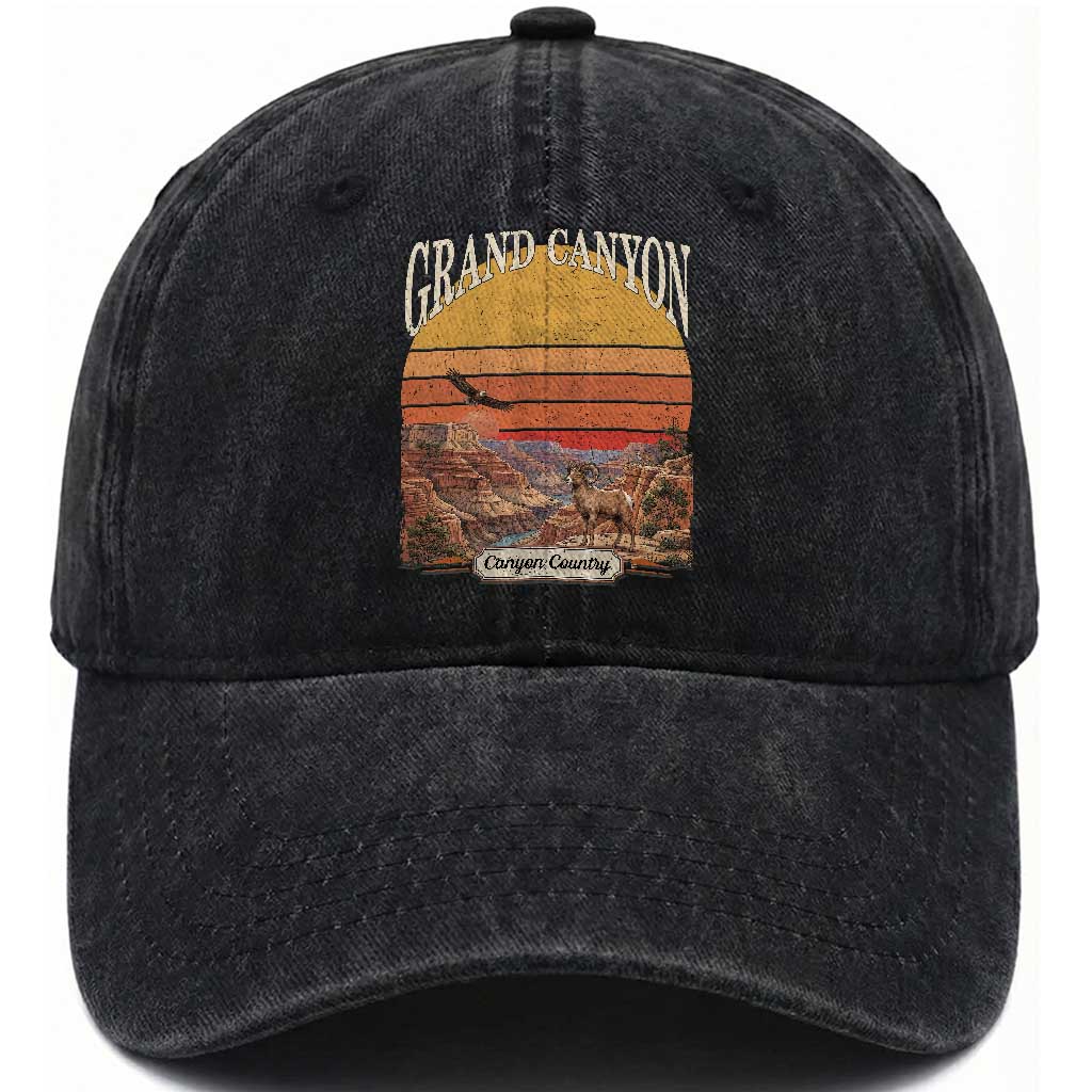 Grand Canyon Arizona 90s Desert Sunset Nostalgia Hiking Washed Cotton Baseball Cap
