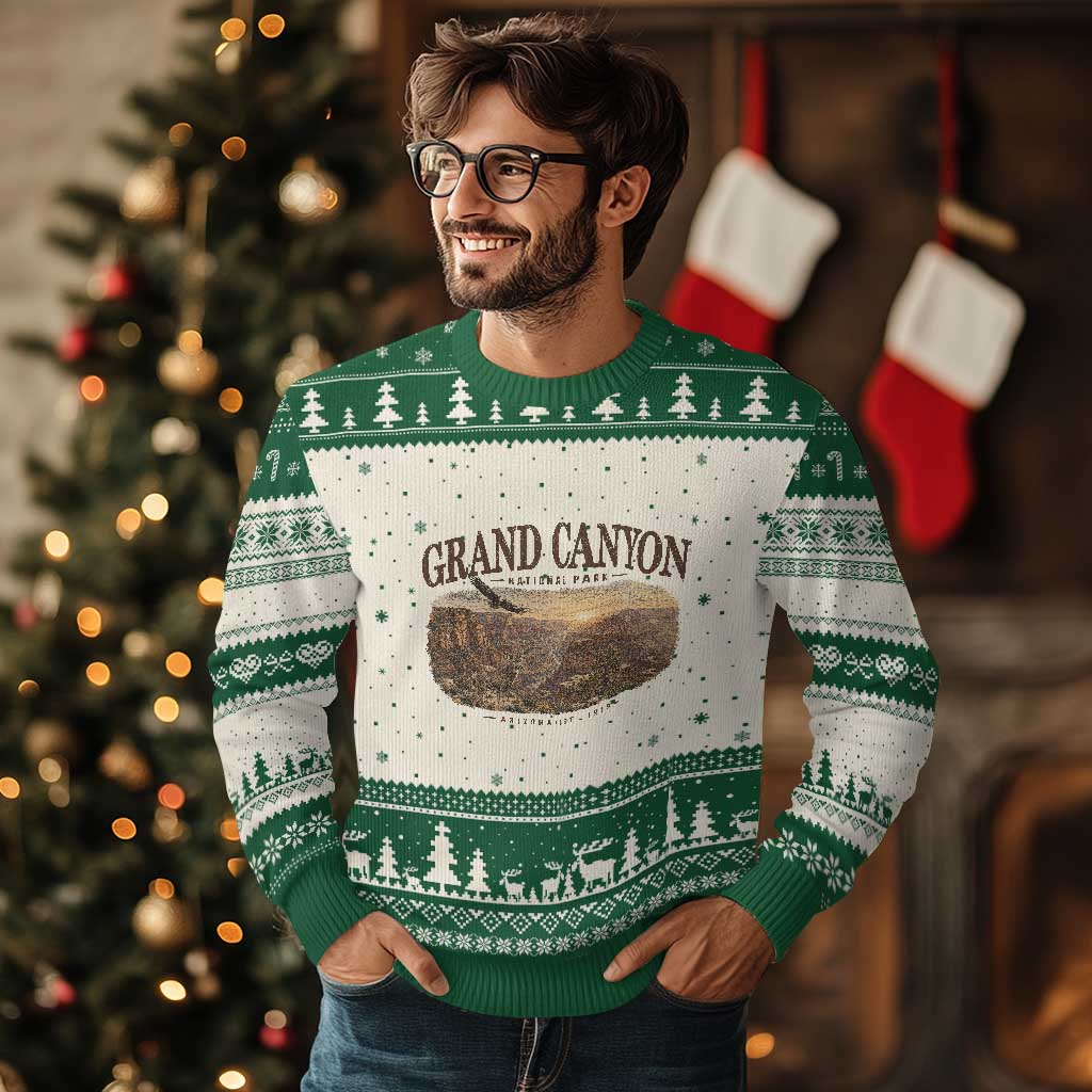 Grand Canyon National Park Arizona Established 1919 Ugly Christmas Sweater Retro Deer Wildlife Nature Hiking Southwest Souvenir