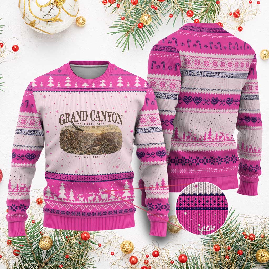 Grand Canyon National Park Arizona Established 1919 Ugly Christmas Sweater Retro Deer Wildlife Nature Hiking Southwest Souvenir