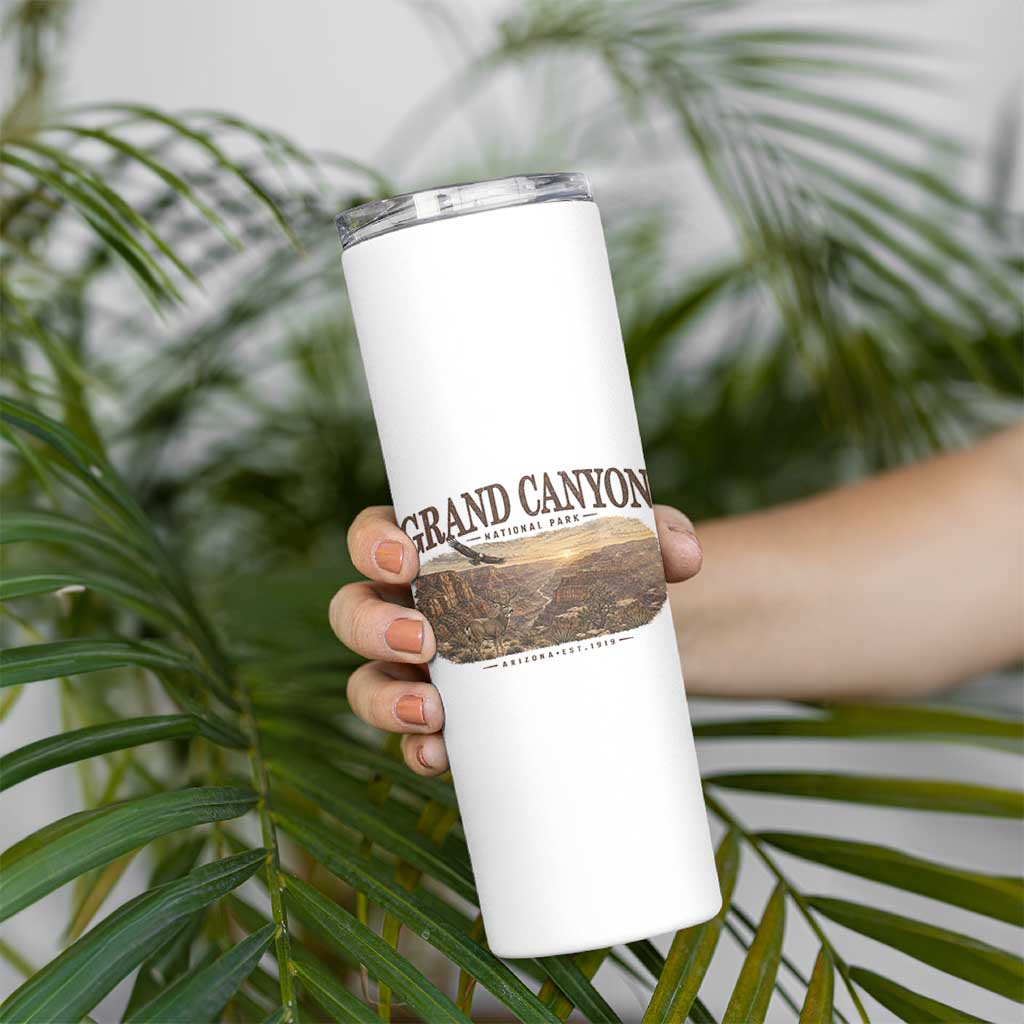 Grand Canyon National Park Arizona Established 1919 Skinny Tumbler Retro Deer Wildlife Nature Hiking Southwest Souvenir