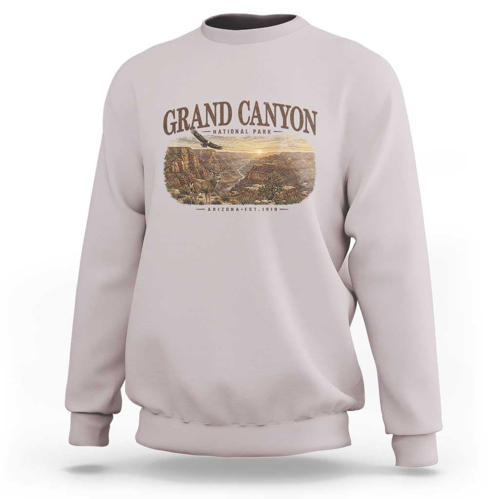 Grand Canyon National Park Arizona Established 1919 Sweatshirt Retro Deer Wildlife Nature Hiking Southwest Souvenir