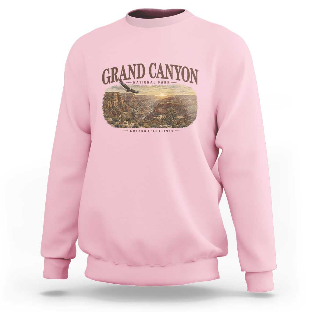Grand Canyon National Park Arizona Established 1919 Sweatshirt Retro Deer Wildlife Nature Hiking Southwest Souvenir