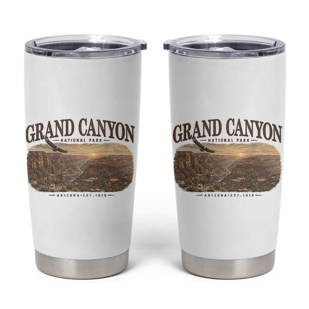 Grand Canyon National Park Arizona Established 1919 Tumbler Cup Retro Deer Wildlife Nature Hiking Southwest Souvenir