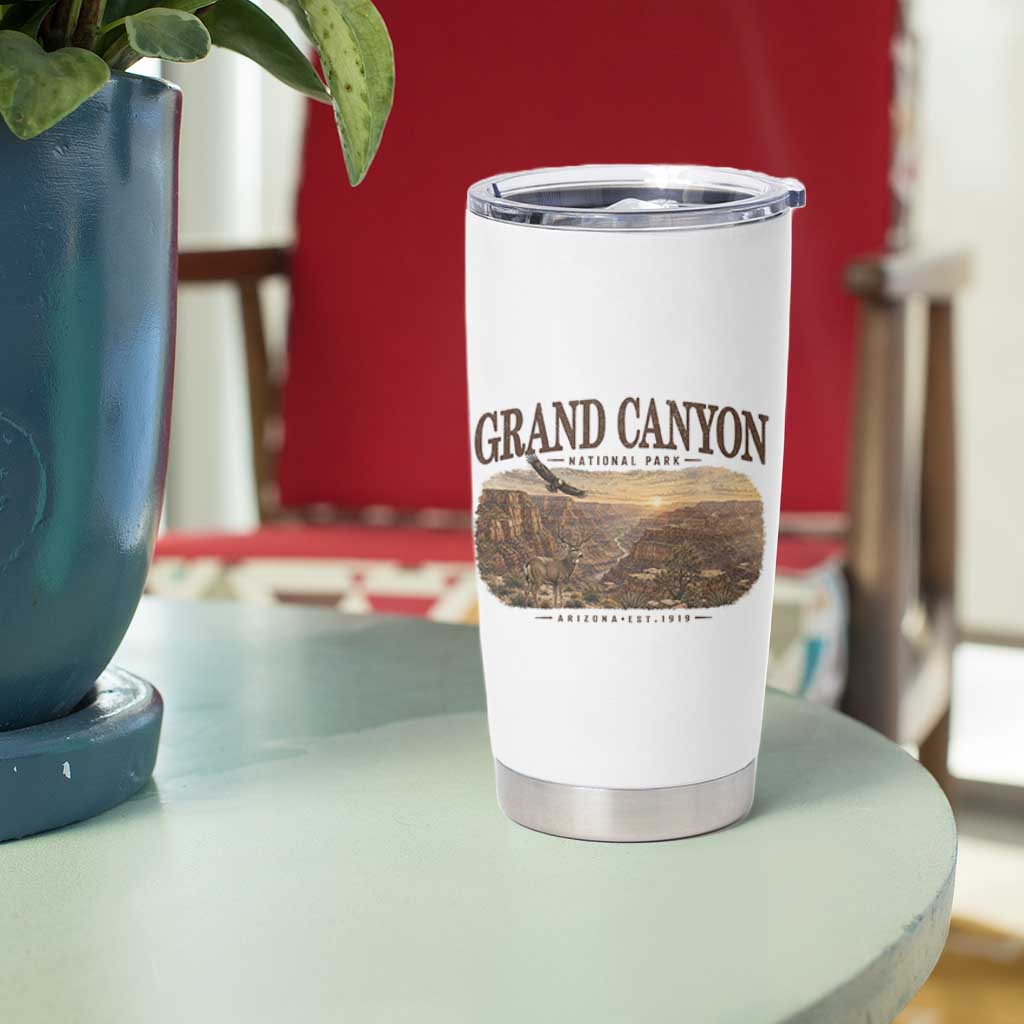 Grand Canyon National Park Arizona Established 1919 Tumbler Cup Retro Deer Wildlife Nature Hiking Southwest Souvenir