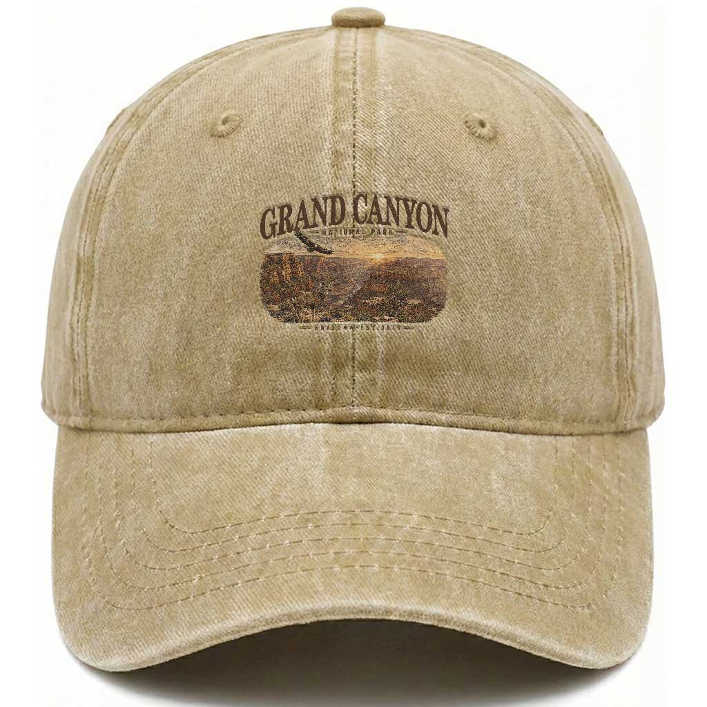 Grand Canyon National Park Arizona Established 1919 Washed Cotton Baseball Cap Retro Deer Wildlife Nature Hiking Southwest Souvenir