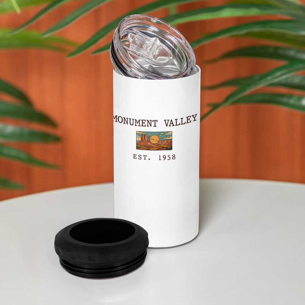 Retro Monument Valley Arizona Sunset Established 1958 4 in 1 Can Cooler Tumbler Southwest Desert Road Trip Eagle Nature Souvenir