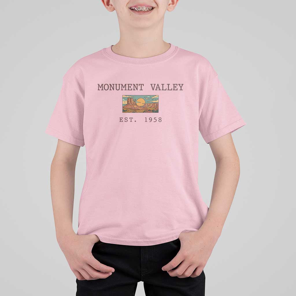 Retro Monument Valley Arizona Sunset Established 1958 T Shirt For Kid Southwest Desert Road Trip Eagle Nature Souvenir