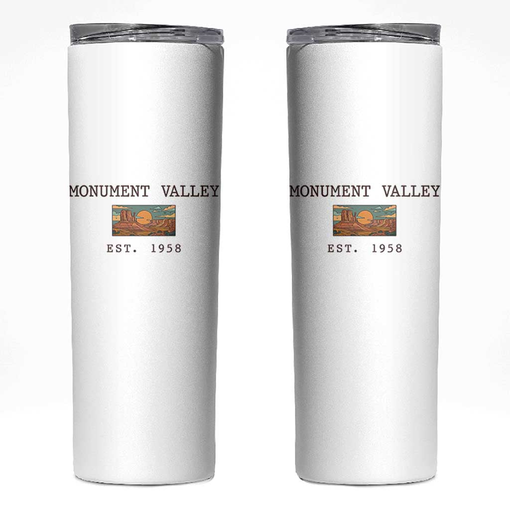 Retro Monument Valley Arizona Sunset Established 1958 Skinny Tumbler Southwest Desert Road Trip Eagle Nature Souvenir