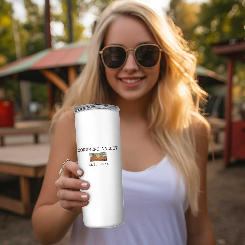Retro Monument Valley Arizona Sunset Established 1958 Skinny Tumbler Southwest Desert Road Trip Eagle Nature Souvenir