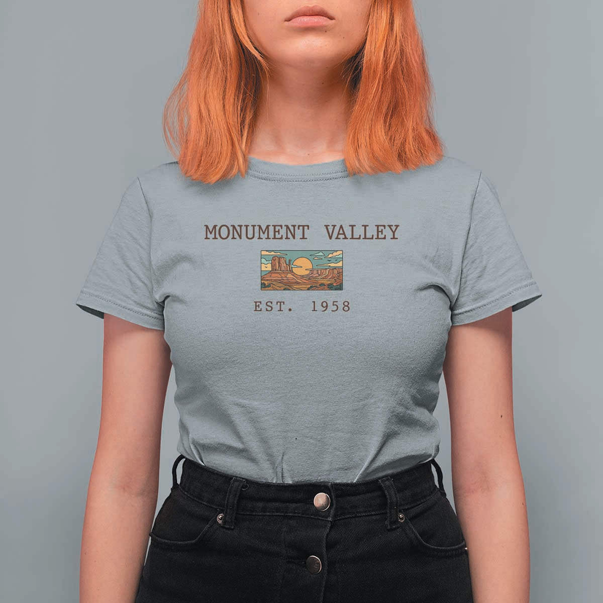 Retro Monument Valley Arizona Sunset Established 1958 T Shirt For Women Southwest Desert Road Trip Eagle Nature Souvenir