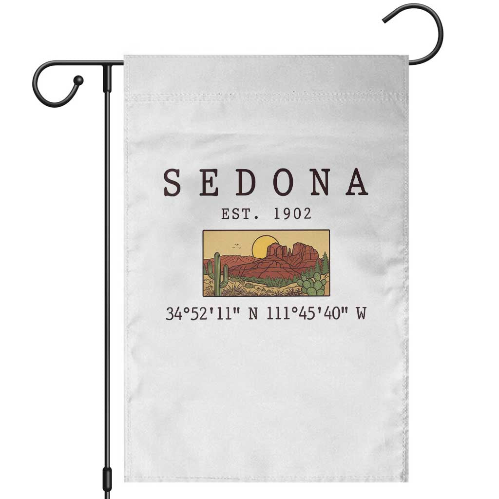 Vintage Sedona Arizona Established 1902 Garden Flag Southwest Desert Cactus Scenic Nature Souvenir