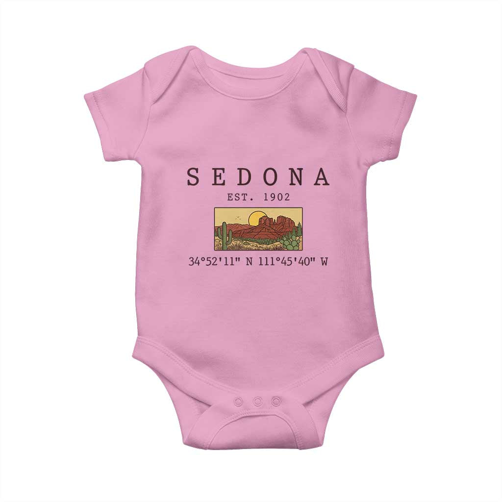 Vintage Sedona Arizona Established 1902 Baby Onesie Southwest Desert Cactus Scenic Nature Souvenir