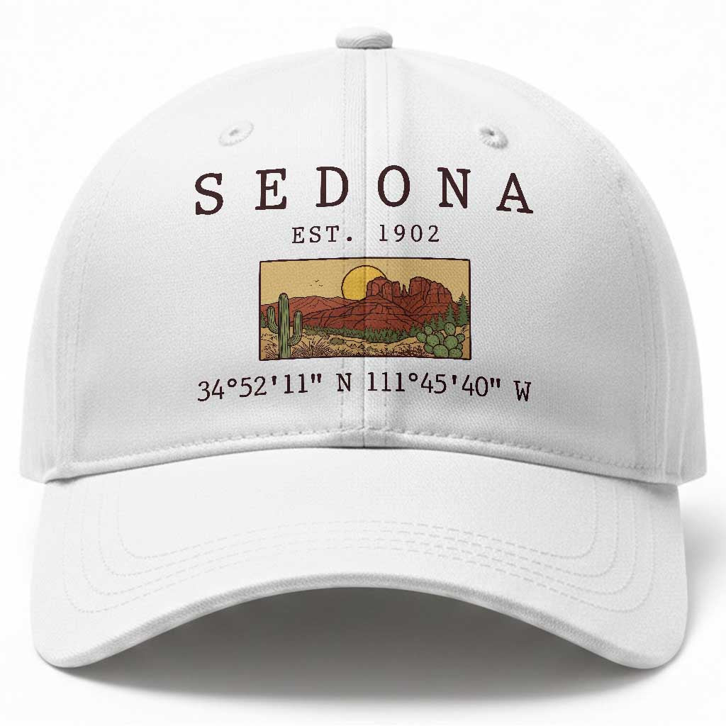 Vintage Sedona Arizona Established 1902 Baseball Cap Southwest Desert Cactus Scenic Nature Souvenir