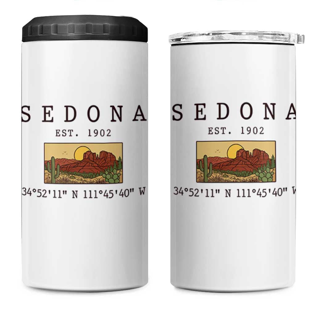 Vintage Sedona Arizona Established 1902 4 in 1 Can Cooler Tumbler Southwest Desert Cactus Scenic Nature Souvenir