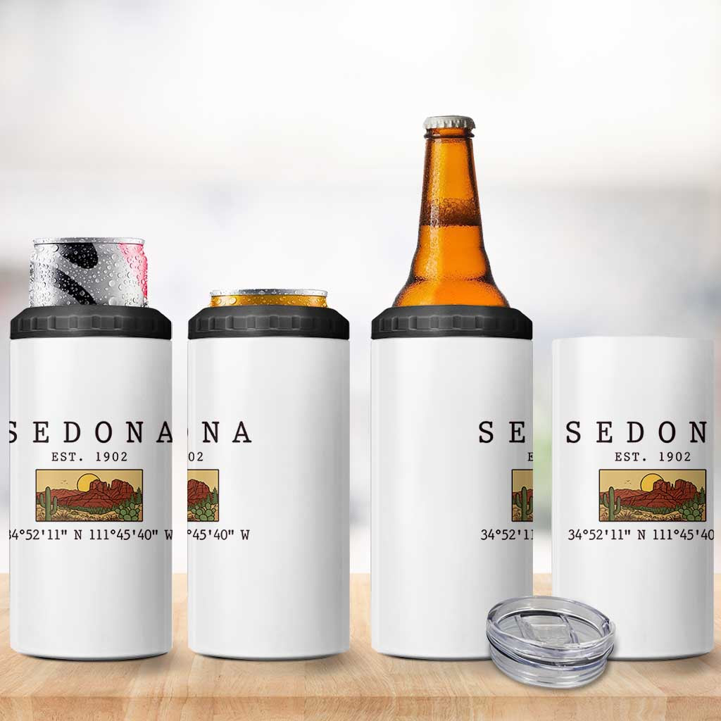 Vintage Sedona Arizona Established 1902 4 in 1 Can Cooler Tumbler Southwest Desert Cactus Scenic Nature Souvenir