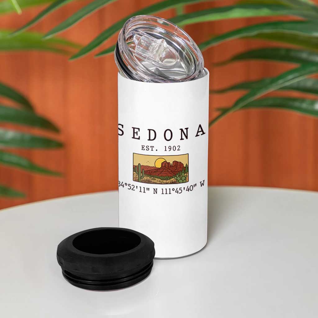 Vintage Sedona Arizona Established 1902 4 in 1 Can Cooler Tumbler Southwest Desert Cactus Scenic Nature Souvenir