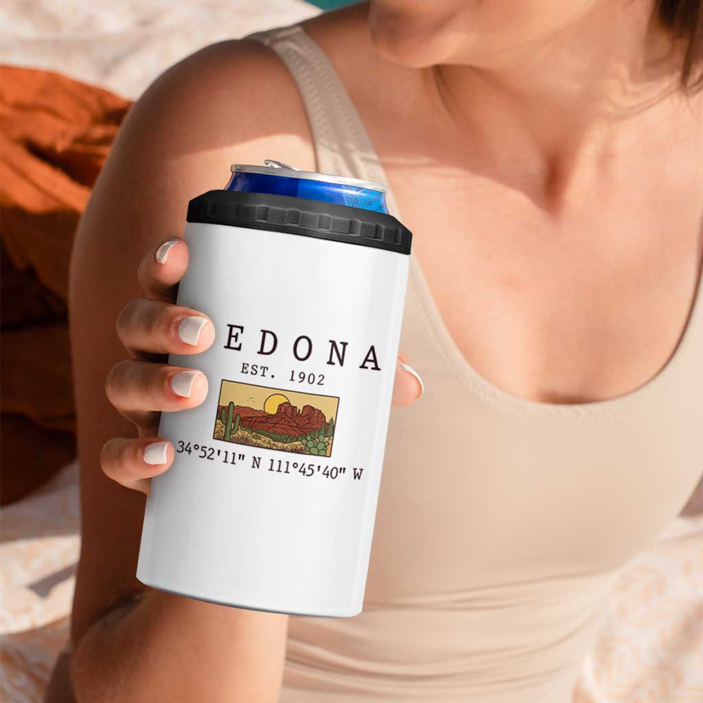 Vintage Sedona Arizona Established 1902 4 in 1 Can Cooler Tumbler Southwest Desert Cactus Scenic Nature Souvenir