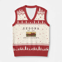 Vintage Sedona Arizona Established 1902 V-Neck Knit Sweater Vest Southwest Desert Cactus Scenic Nature Souvenir