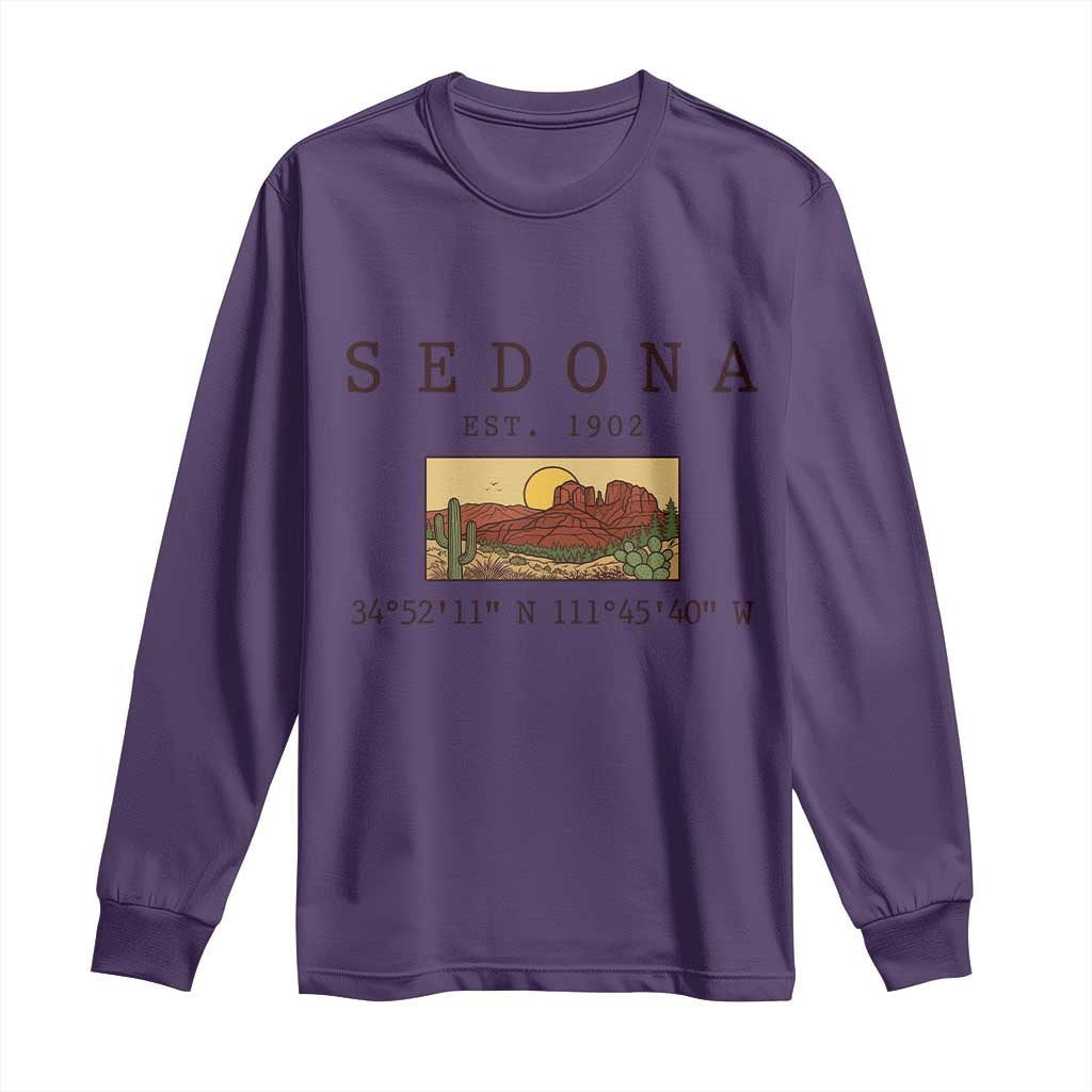 Vintage Sedona Arizona Established 1902 Long Sleeve Shirt Southwest Desert Cactus Scenic Nature Souvenir