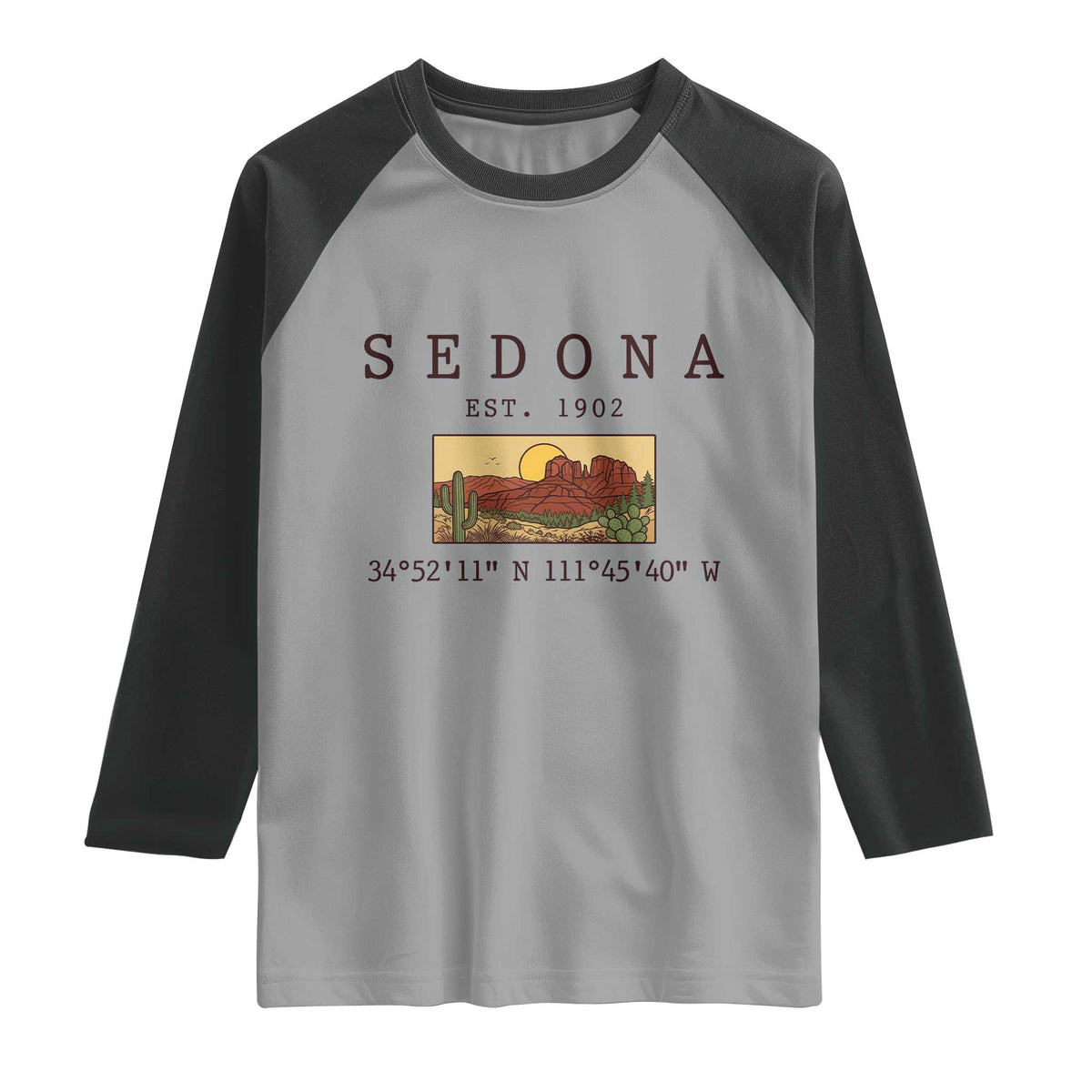 Vintage Sedona Arizona Established 1902 Raglan Shirt Southwest Desert Cactus Scenic Nature Souvenir