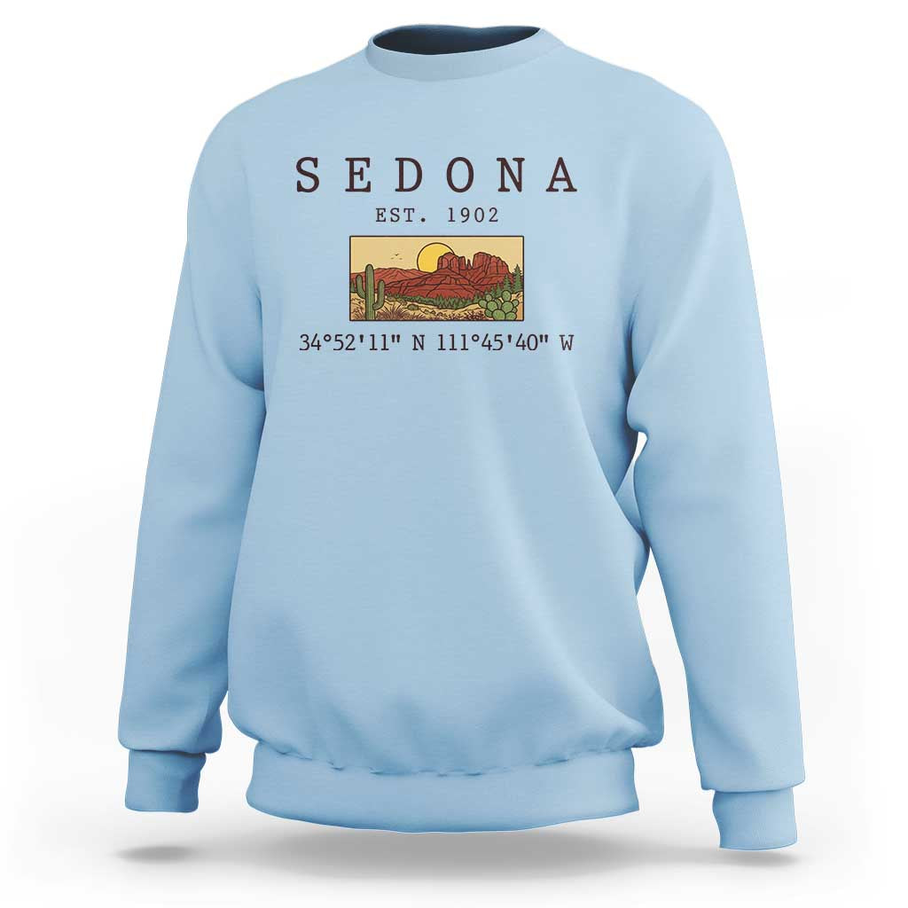 Vintage Sedona Arizona Established 1902 Sweatshirt Southwest Desert Cactus Scenic Nature Souvenir
