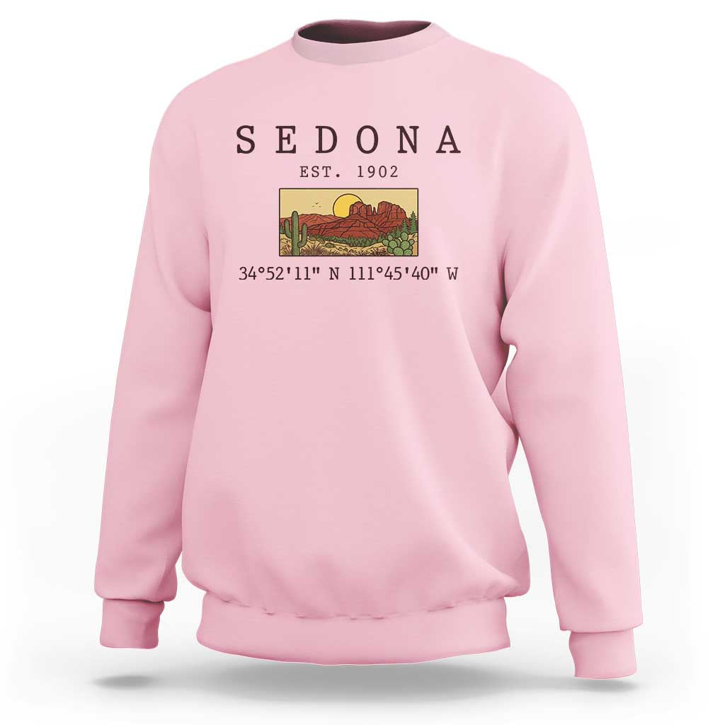 Vintage Sedona Arizona Established 1902 Sweatshirt Southwest Desert Cactus Scenic Nature Souvenir