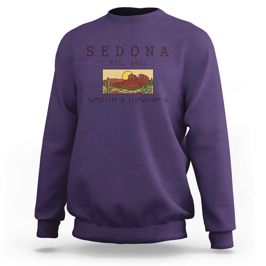 Vintage Sedona Arizona Established 1902 Sweatshirt Southwest Desert Cactus Scenic Nature Souvenir