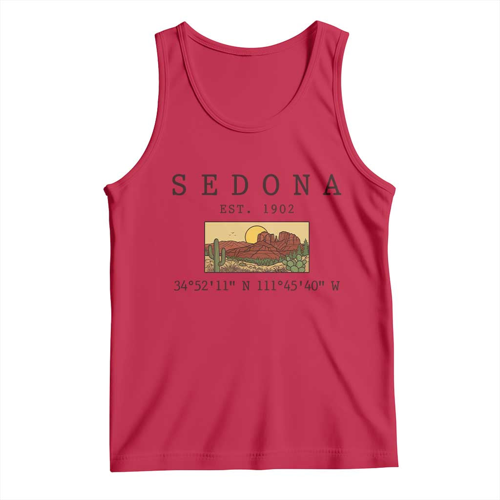 Vintage Sedona Arizona Established 1902 Tank Top Southwest Desert Cactus Scenic Nature Souvenir