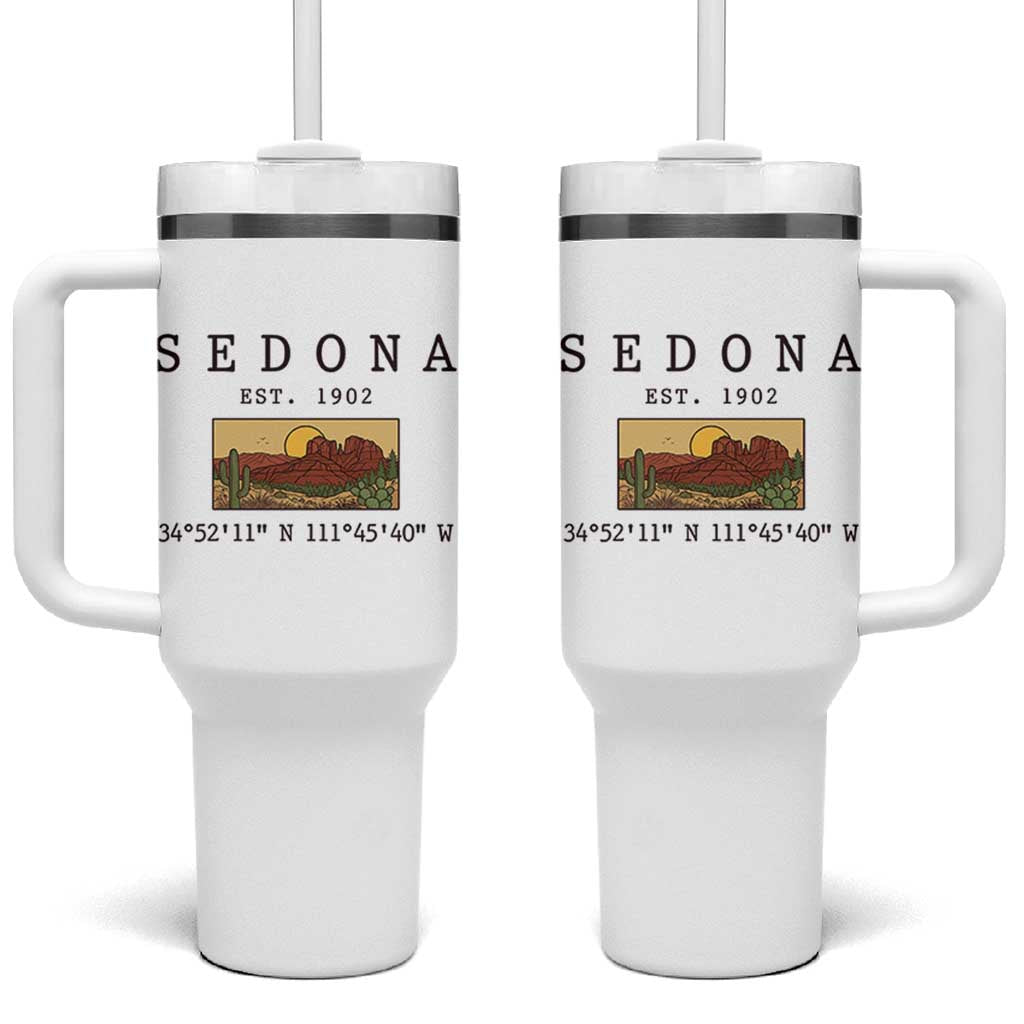 Vintage Sedona Arizona Established 1902 Tumbler With Handle Southwest Desert Cactus Scenic Nature Souvenir