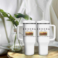 Vintage Sedona Arizona Established 1902 Tumbler With Handle Southwest Desert Cactus Scenic Nature Souvenir
