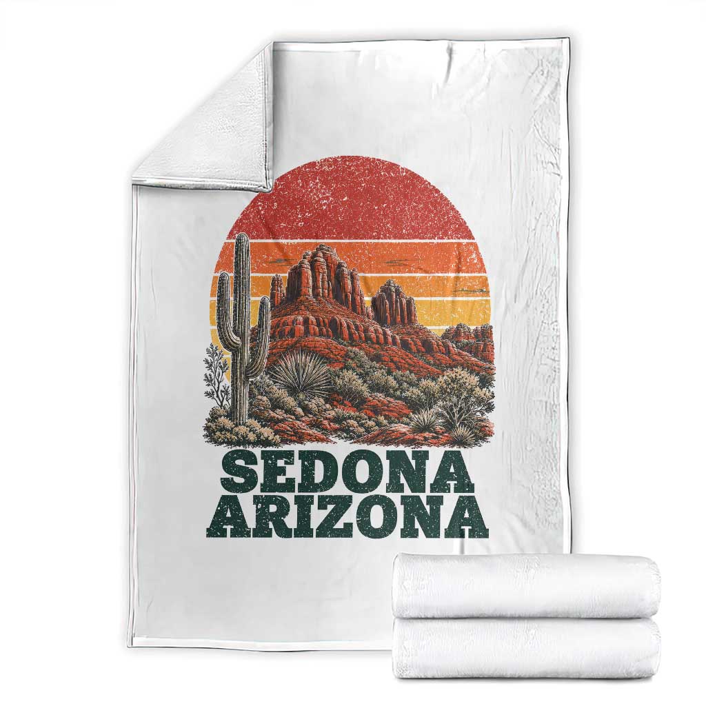 Retro Sedona Arizona Mountain Throw Blanket Southwest Hiking Outdoor Nature Souvenir